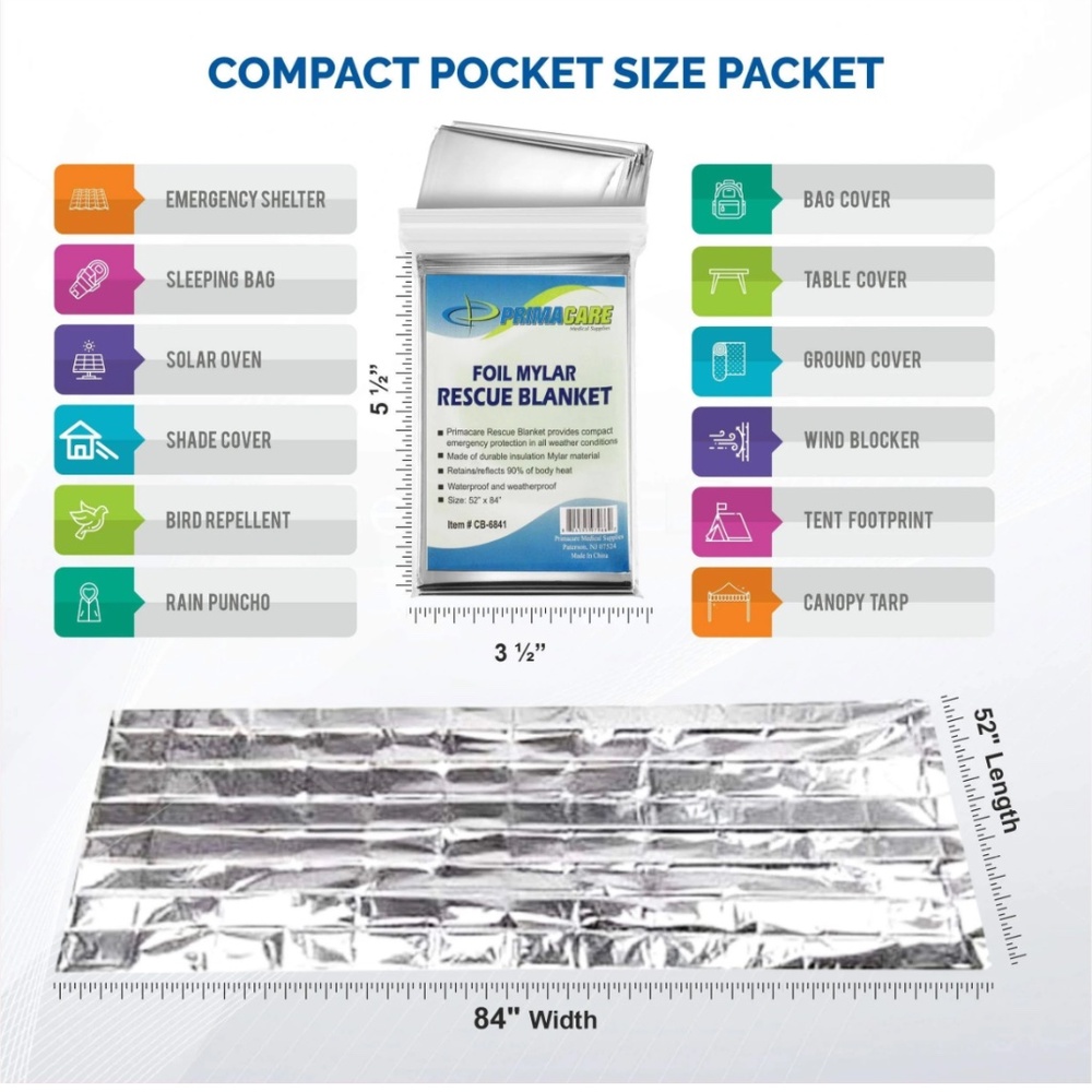NEW Mylar Foil Rescue Blanket 52”x84” - Picture 3 of 8